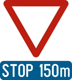 Panneau B7 : Signal annonçant le signal B5 (stop) à la distance approximativement indiquée