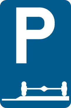 Panneau E9e : Stationnement obligatoire sur l'accotement ou sur le trottoir