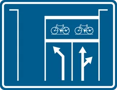 Panneau F14 : Zone avancée pour cyclistes et conducteurs de cyclomoteurs à deux roues (2 bandes)