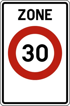 Panneau F4a : Commencement d'une zone dans laquelle la vitesse est limitée à 30 km à l'heure