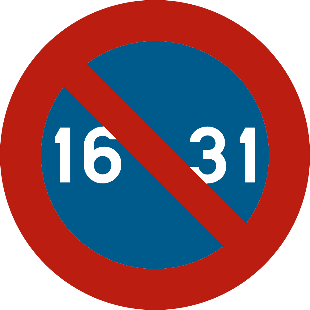 E7 : Stationnement interdit du 16 à la fin du mois