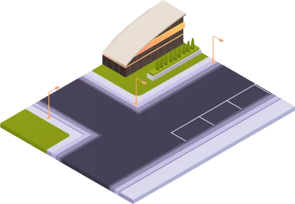 Places de stationnement délimitées par des marques blanches le long de la chaussée