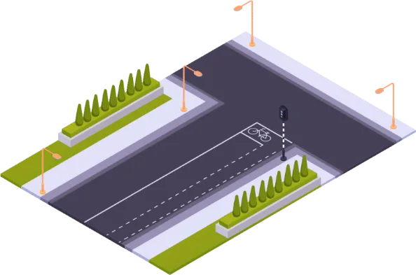 Zone avancée pour cyclistes avec symbole de bicyclette entre deux lignes d'arrêt à un feu