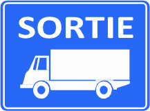 Panneau additionnel annonçant une sortie de camions
