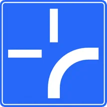 Panneau additionnel montrant la configuration d'un carrefour, la ligne épaisse représente la route prioritaire