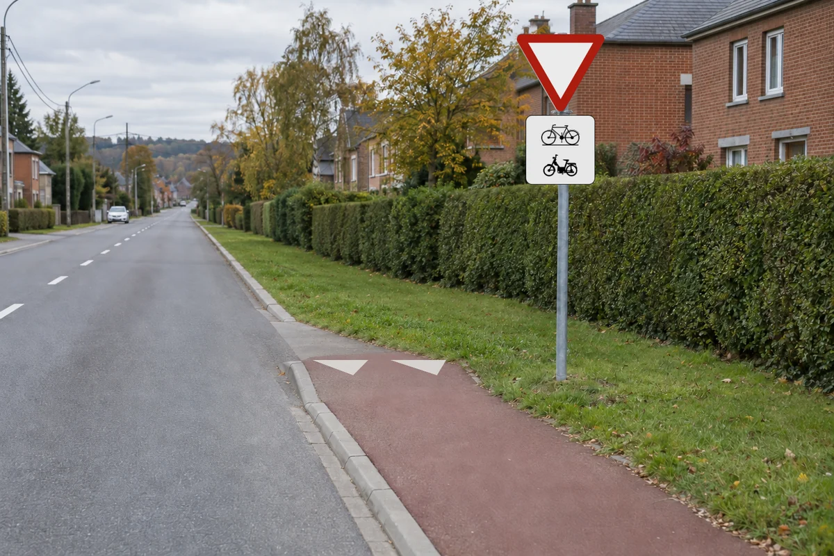 Panneau additionnel avec un vélo et un cyclomoteur : le signal ne concerne que ces deux catégories