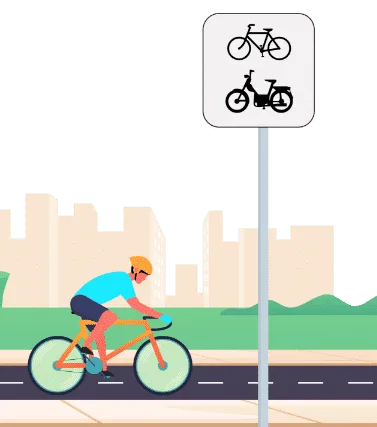 Panneau additionnel avec un vélo et un cyclomoteur : le signal ne concerne que ces deux catégories