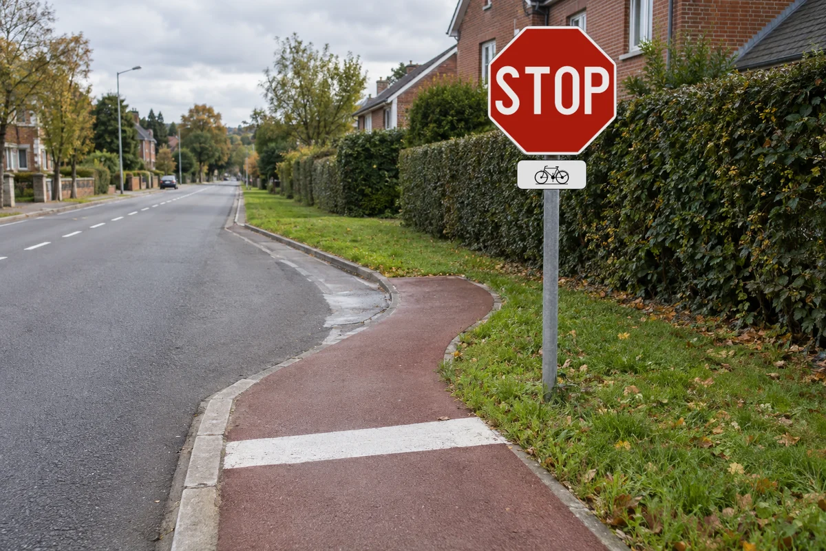 Panneau additionnel avec un vélo seul : le signal ne concerne que les cyclistes