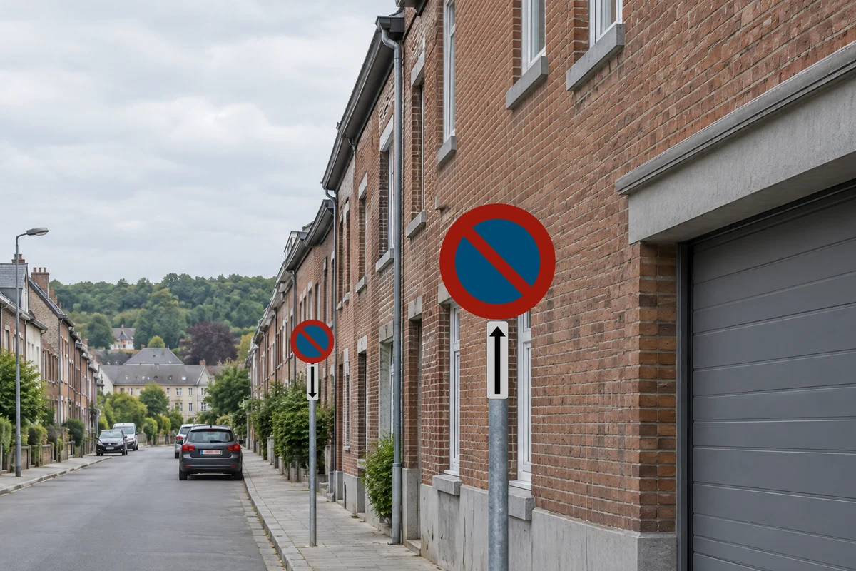 Panneaux à flèches indiquant le début et la fin de la réglementation d'arrêt et de stationnement