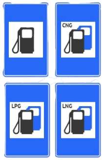 Panneau de station-service avec les carburants disponibles