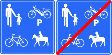 Signaux de chemin ou voie publique réservée aux piétons, cyclistes, cavaliers et speed pedelecs