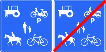Signaux de début et fin de chemin réservé aux véhicules agricoles, piétons, cyclistes, cavaliers et speed pedelecs
