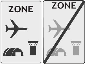 Signaux de début et fin de zone aéroportuaire