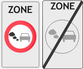 Signaux de début et fin de zone de basses émissions