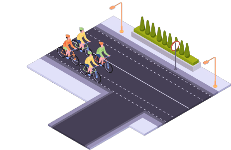 Groupe de cyclistes roulant en peloton sur la chaussée