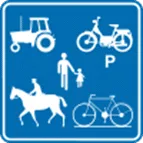 Signal de chemin réservé incluant les véhicules agricoles, les piétons, cyclistes, cavaliers et speed pedelecs