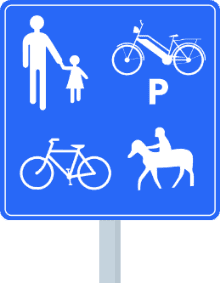 Signal de chemin réservé aux piétons, cyclistes, cavaliers et conducteurs de speed pedelecs