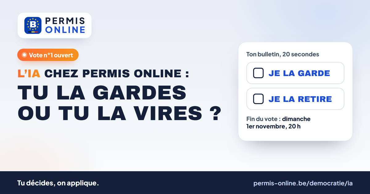 L’IA chez Permis Online : tu la gardes ou tu la vires ? Le vote n°1 de Permis Online.