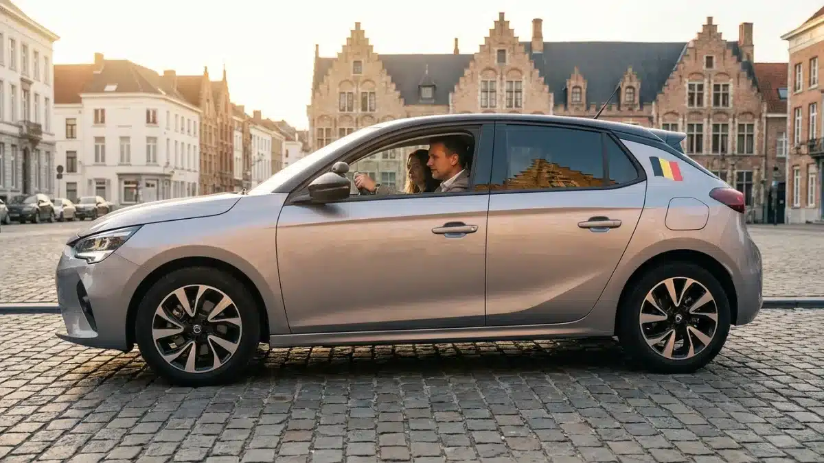 Un conducteur expérimenté conseille un apprenti au volant sur une route belge avec le signe L visible.