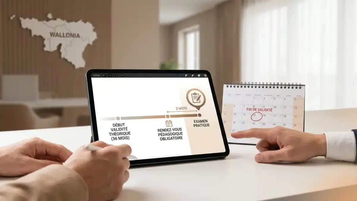 Calendrier détaillant les spécificités régionales wallonnes pour le rendez-vous pédagogique obligatoire.