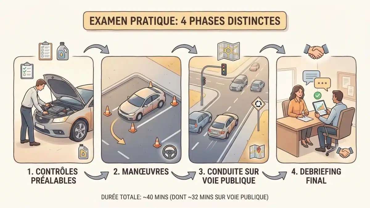 Un candidat réalise son examen pratique de conduite sur la voie publique au centre d'Arlon.