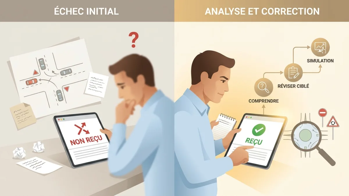 Un jeune candidat analyse son échec au permis théorique pour adapter sa méthode.