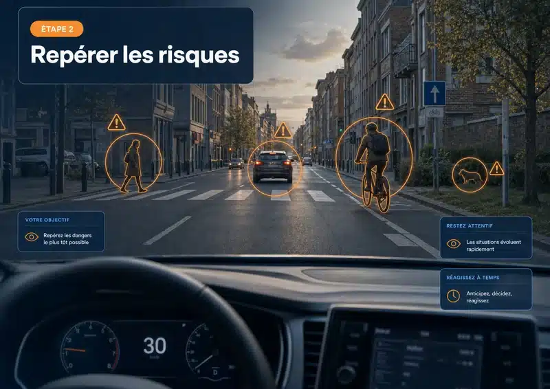 Formation Permis Online pour repérer les risques avec piétons et cyclistes